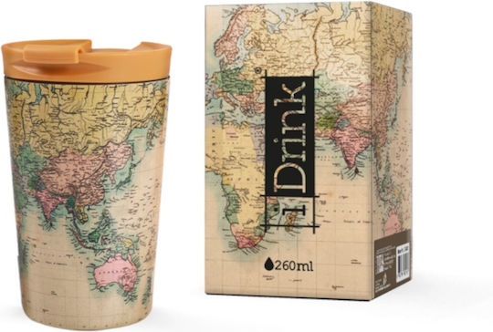 iDrink Old Map Ποτήρι Θερμός Ανοξείδωτο 260ml Πολύχρωμο