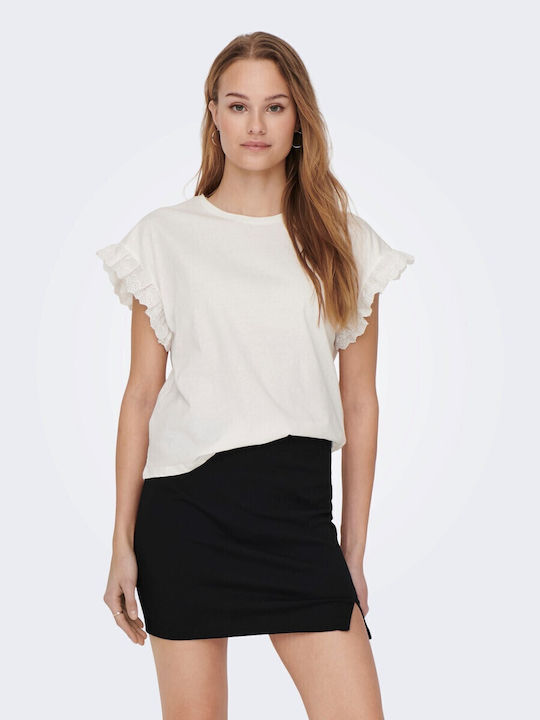 Only Damen Sommer Bluse Baumwolle Ärmellos Weiß