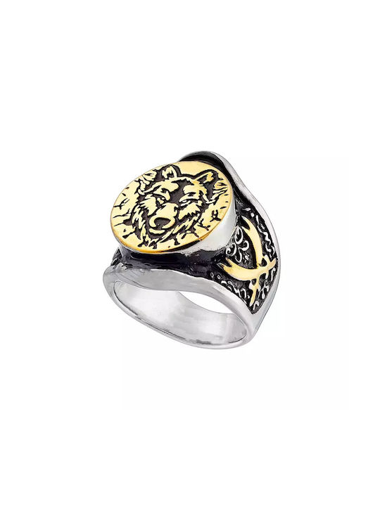 Oxzen Men's Gold Plated Steel Ring