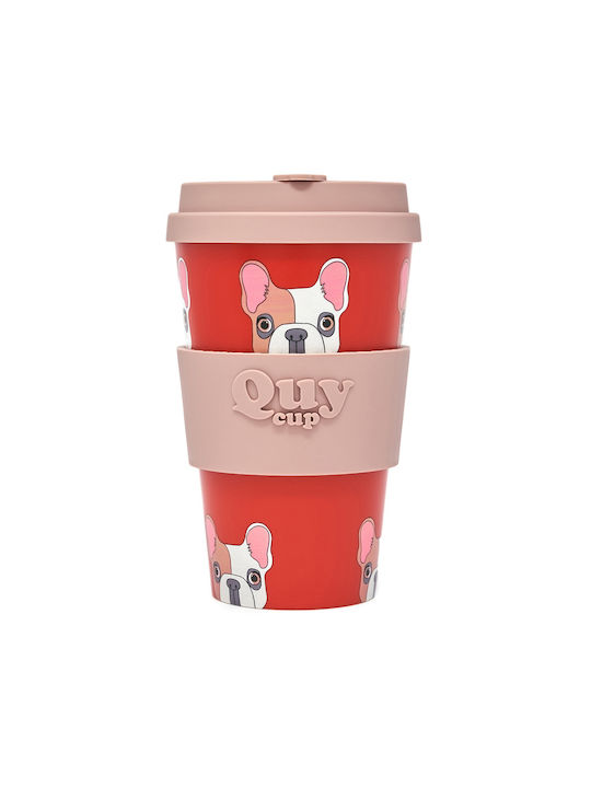 QuyCup Achille Becher Kunststoff mit Deckel Rot 400ml