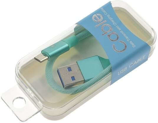 Плетена USB 2.0 до микро USB кабел Зелен 0.26м (1018.107) 1бр