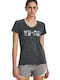 Under Armour Twist Women's Athletic T-shirt Fast Drying with V Neckline Gray