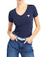 Guess W2YI45J1311 Γυναικείο T-shirt με V Λαιμόκοψη Navy Μπλε