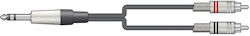 Chord 190.015UK 6,3 Mm De Sex Masculin - 2x RCA De Sex Masculin 1,5m