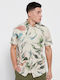 FBM007-03105 Short-sleeved Linen Shirt Floral Beige