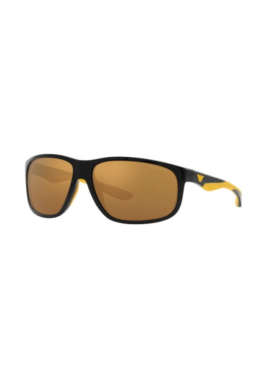 Emporio Armani Men's Sunglasses with Black Plastic Frame and Brown Mirror Lens EA4199U 50176H