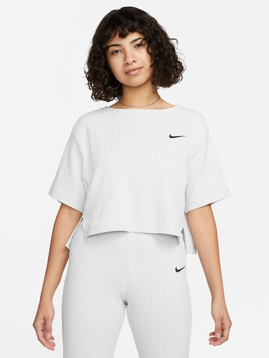 Nike Γυναικείο Αθλητικό Crop T-shirt Λευκό