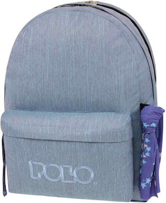 Polo Original Double Scarf School Bag Backpack Junior High-High School in Light Blue color 2023