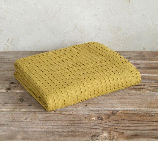 Nima Habit Piqué Decke Einzeln 160x240cm Gold / Braun