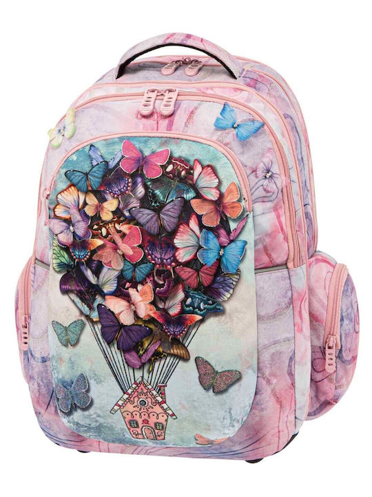 Polo Extra Butterflies Balloon School Bag Backpack Elementary, Elementary in Pink color 30lt