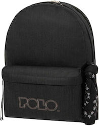 Polo Original Double Scarf Σχολική Τσάντα Πλάτης Γυμνασίου - Λυκείου σε Μαύρο χρώμα 2023
