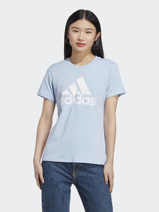 Adidas Loungewear Essentials Logo Damen Sport T-Shirt Hellblau