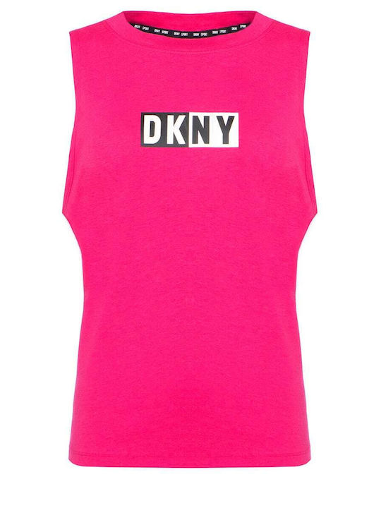 DKNY Sommer Damen Baumwolle Bluse Ärmellos Fuchsie