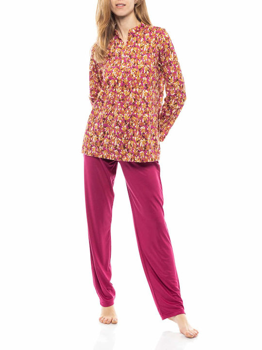 Pink Label De iarnă Set Pijamale pentru Femei De bumbac Fuchsia