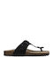 Brionia Leather Women's Flat Sandals Anatomic in Black Color