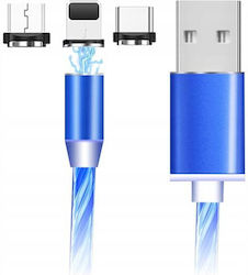 Magnetic USB to Lightning / Type-C / micro USB 1m Cable Blue (AT0000240)