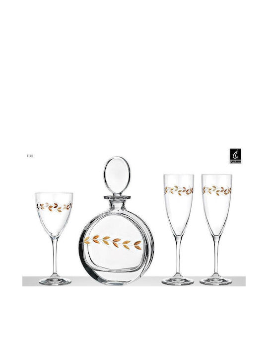 Capolavoro Wedding Carafe Set with Wine & Champagne Glasses made of Crystal 4pcs
