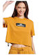 BodyTalk 1231-902728 Damen Sportlich Crop T-shirt Gelb