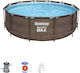 Bestway Steel Pro Στρογγυλή Πισίνα PVC 9150lt με Μεταλλικό Σκελετό 366x100εκ. Καφέ