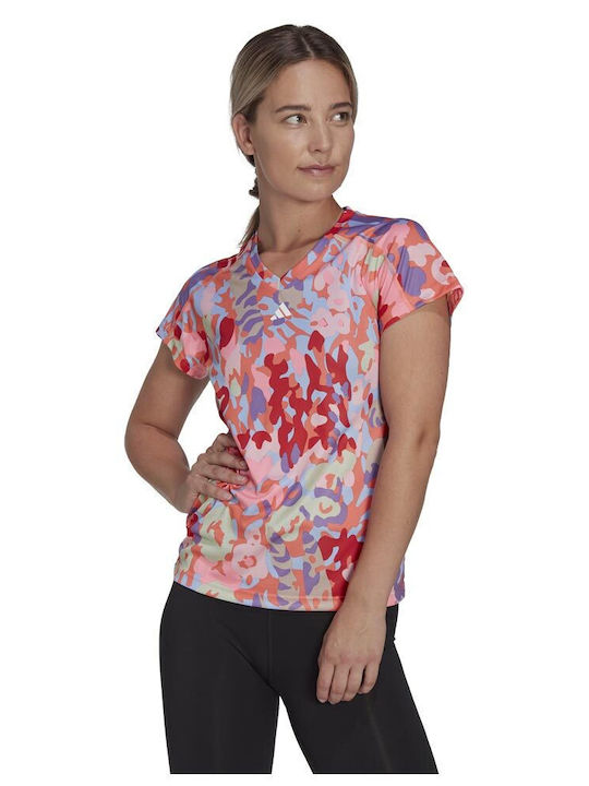 Adidas Essentials Minimal Branding Feminin Sport Tricou Uscare rapidă cu Decolteu în V Multicolor