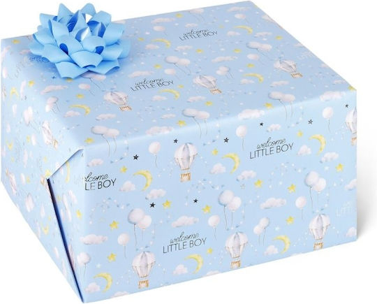 Legami Milano Baby Boy Wrapping Paper for Gift Light Blue 200cm.