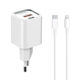 Ldnio Φορτιστής με Θύρα USB-A και Θύρα USB-C και Καλώδιο USB-C - Lightning 20W Power Delivery Λευκός (A2318C)