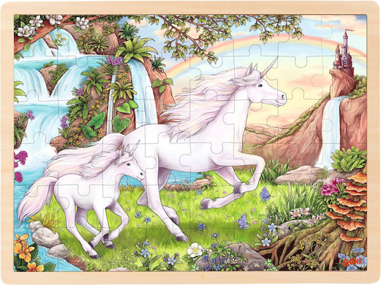 Wooden Kids Peg Puzzle Unicorn for 3+ years+ Years 48pcs Goki