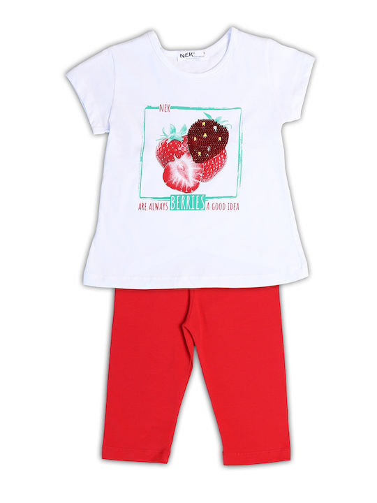 Nek Kids Wear Kinder Set mit Leggings Sommer 2Stück Weiß