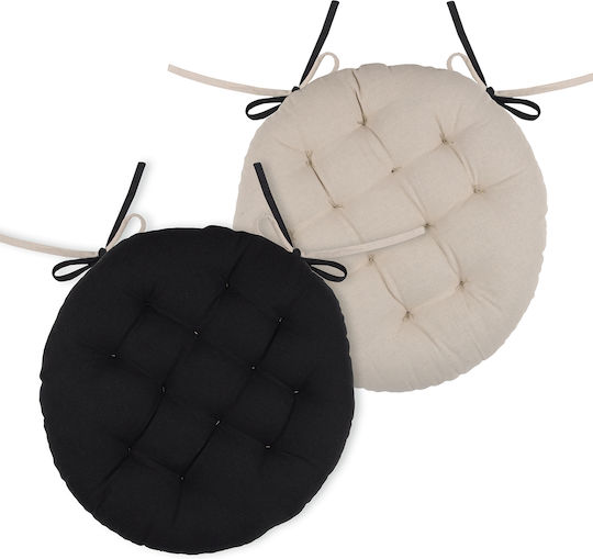 Μαξιλάρι Καρέκλας Κήπου S-F Ronde Στρογγυλό Noir / Lin 38x38εκ.
