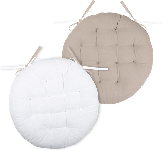 Gartenstuhlkissen S-F Runde Ecru / Leinwand 38x38cm