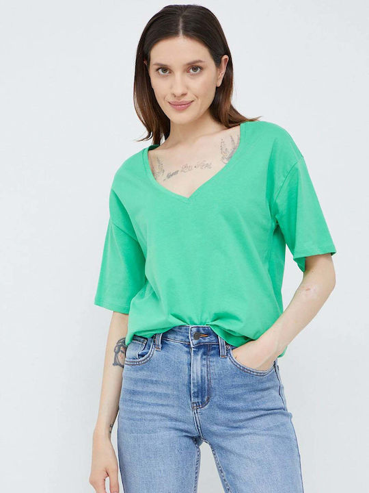 Vero Moda 10270981 Women's Oversized T-shirt with V Neck Green