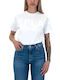 Replay Oversized Γυναικείο T-shirt Λευκό με Στάμπα