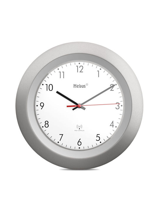 Mebus Wall Clock Plastic Silver Ø30cm