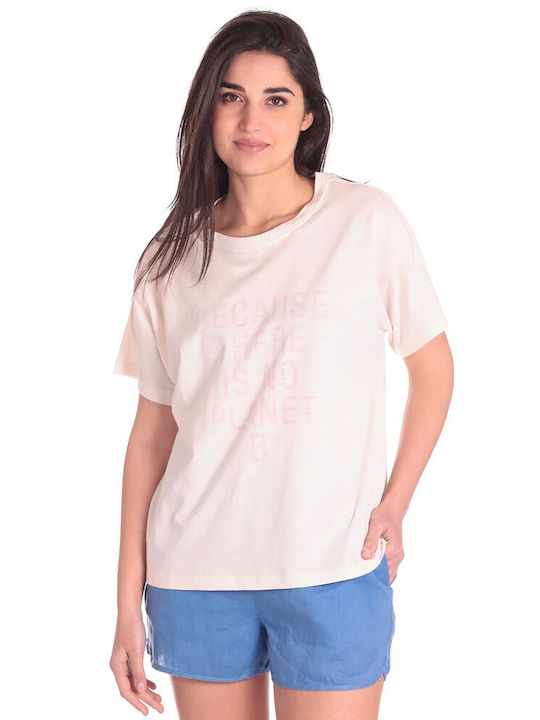 Ecoalf Γυναικείο T-shirt Ροζ με Στάμπα