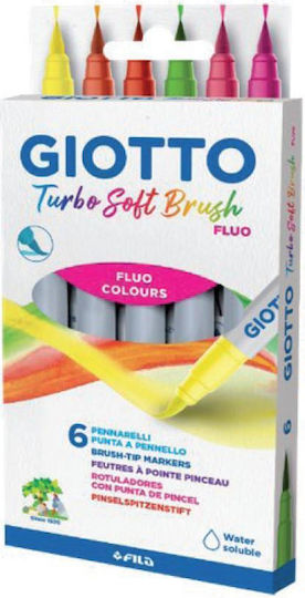 Giotto Turbo Soft Brush Fluo Markere de Desen Set 6buc