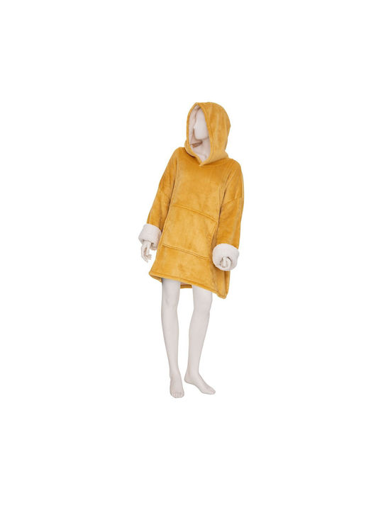 A-S Hoodie Κουβέρτα Fleece με Μανίκια 85x118εκ. Ochre