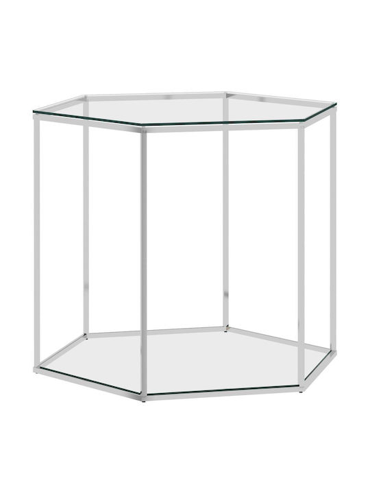 Square Glass Coffee Table Silver L60xW53xH50cm