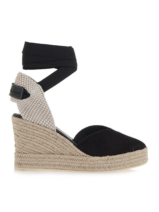 Komis & Komis Platforme dama în stil espadrile Negre