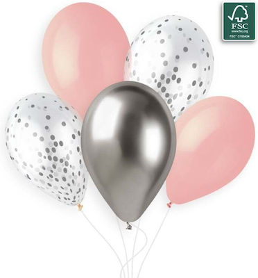 Set of 5 Balloons Latex Pink 33cm