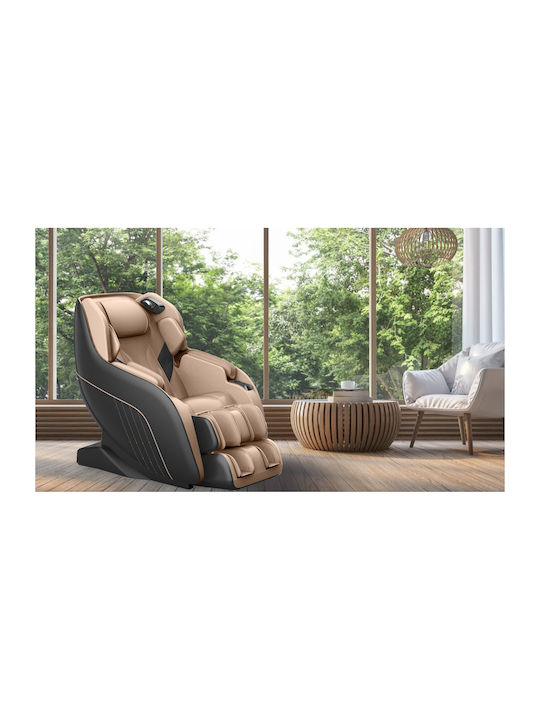 SL-A196-2 Fotoliu Relax Masaj cu Puf din Piele Ecologică Black / Beige 77x148x88cm