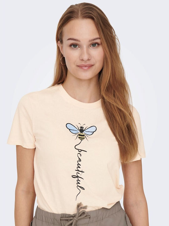 Only Damen T-Shirt Beige