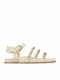 Leather Women's Flat Sandals Beige