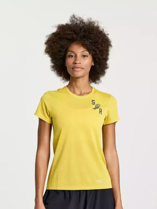 Saucony Damen Sport T-Shirt Gelb