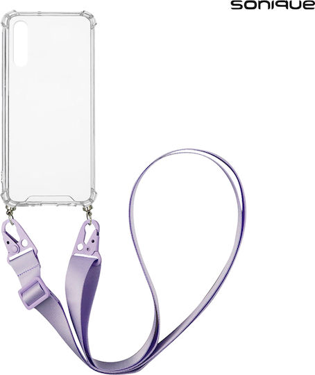 Sonique Strap Armor Umschlag Rückseite Silikon mit Band Transparent / Lilac (Huawei P20 Pro)