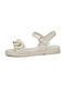 Marco Tozzi Leather Women's Sandals with Ankle Strap Cream