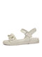 Leder Flache Sandalen für Damen mit Riemen Cream