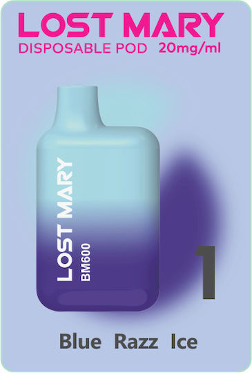 Lost Mary Lost Mary Електронна Цигара за Еднократна Употреба 600 Вдишвания Blue Razz Ice 2мл 20мг Син 1бр