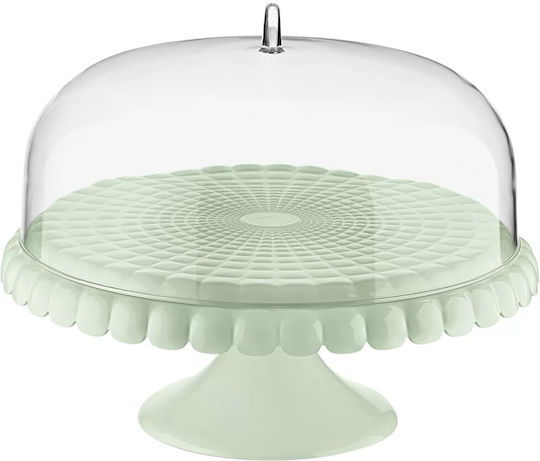 Guzzini Tiffany Kuchenständer Kunststoff mit Deckel & Fuß Grün 30x30x27cm