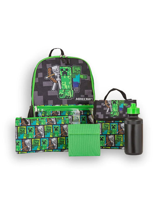 Bioworld Creeper Zombie Wither Elementary School Backpack Green 5τμχ