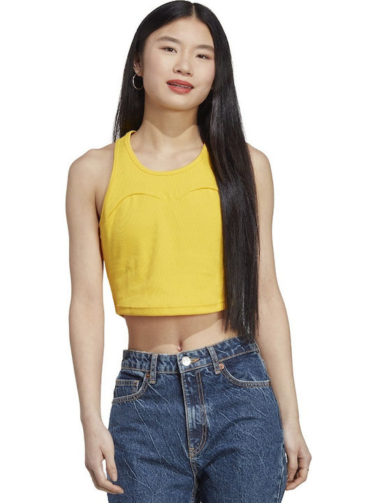 Γυναικείο Αθλητικό Crop Top Αμάνικο Κίτρινο